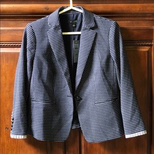Ann Taylor NWT Blazer Dots Navy 6P Ruffle Cuff